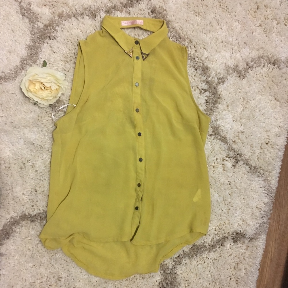 Mustard yellow chiffon shirt